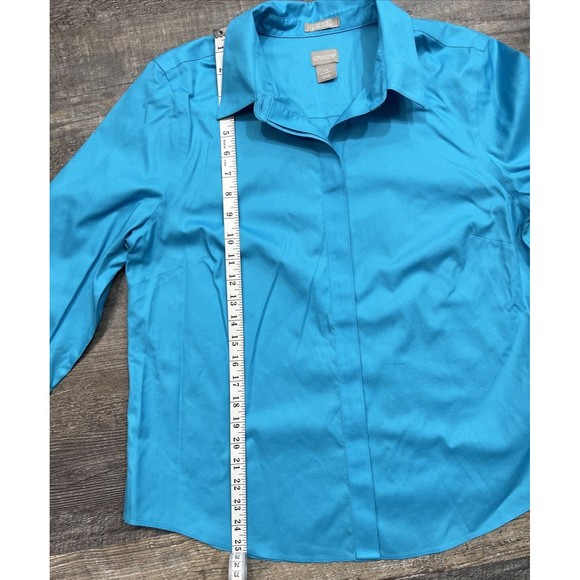 Chicos No Iron Stain Shield Blue Blouse Size 1.5 US 10 - Picture 7 of 9